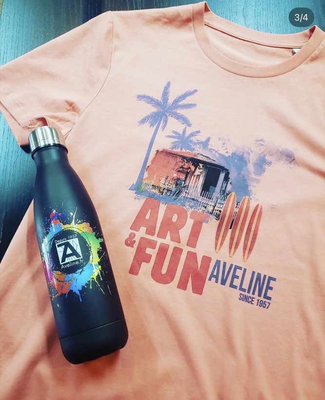 Art & Fun, T-shirt imprimé et gourde marquée
