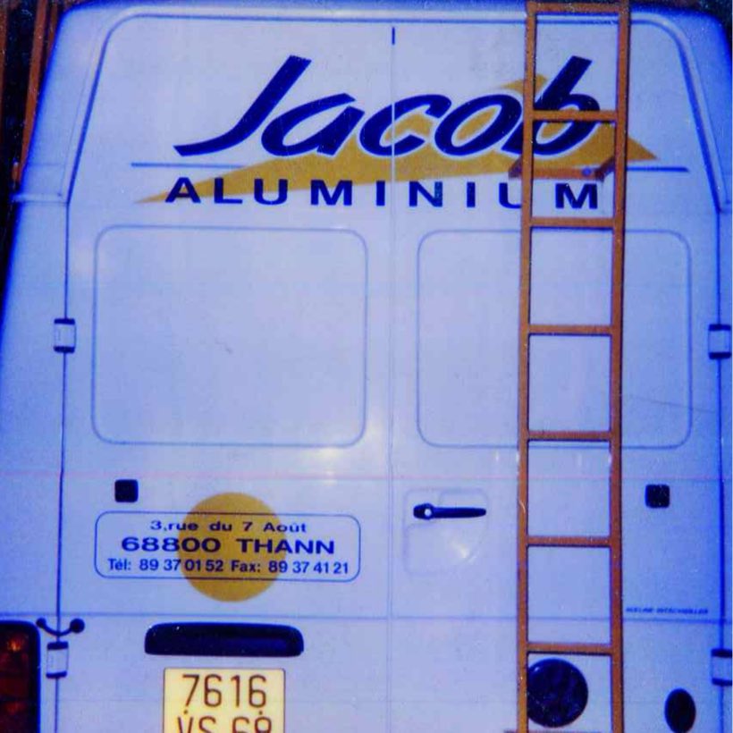 Jacob Aluminium, le fourgon, Portes arrière lettrées, Thann