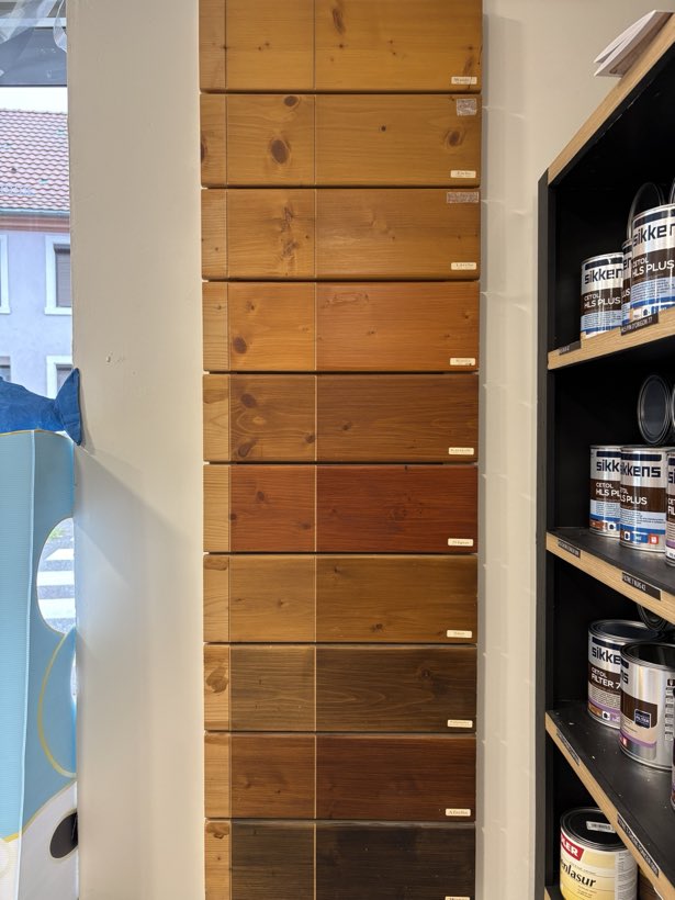 Le nuancier bois, Teintes de lasure sur planchettes