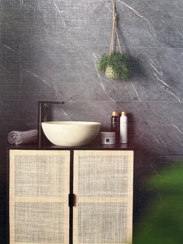 Salle de bain, effet marbre, Habillage mural de salle de bain